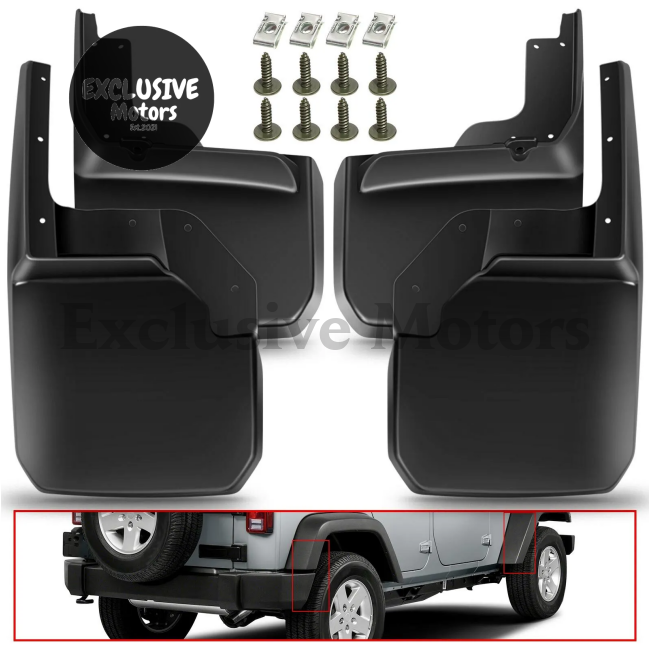 4X Mudflaps For Jeep Wrangler Jk 2007-2016
