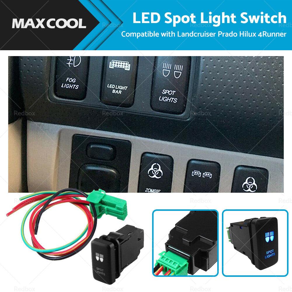 SPOT LIGHTS BLUE LED Push Switch for Toyota Landcruiser Prado Hilux 4Runner (1996-2023)