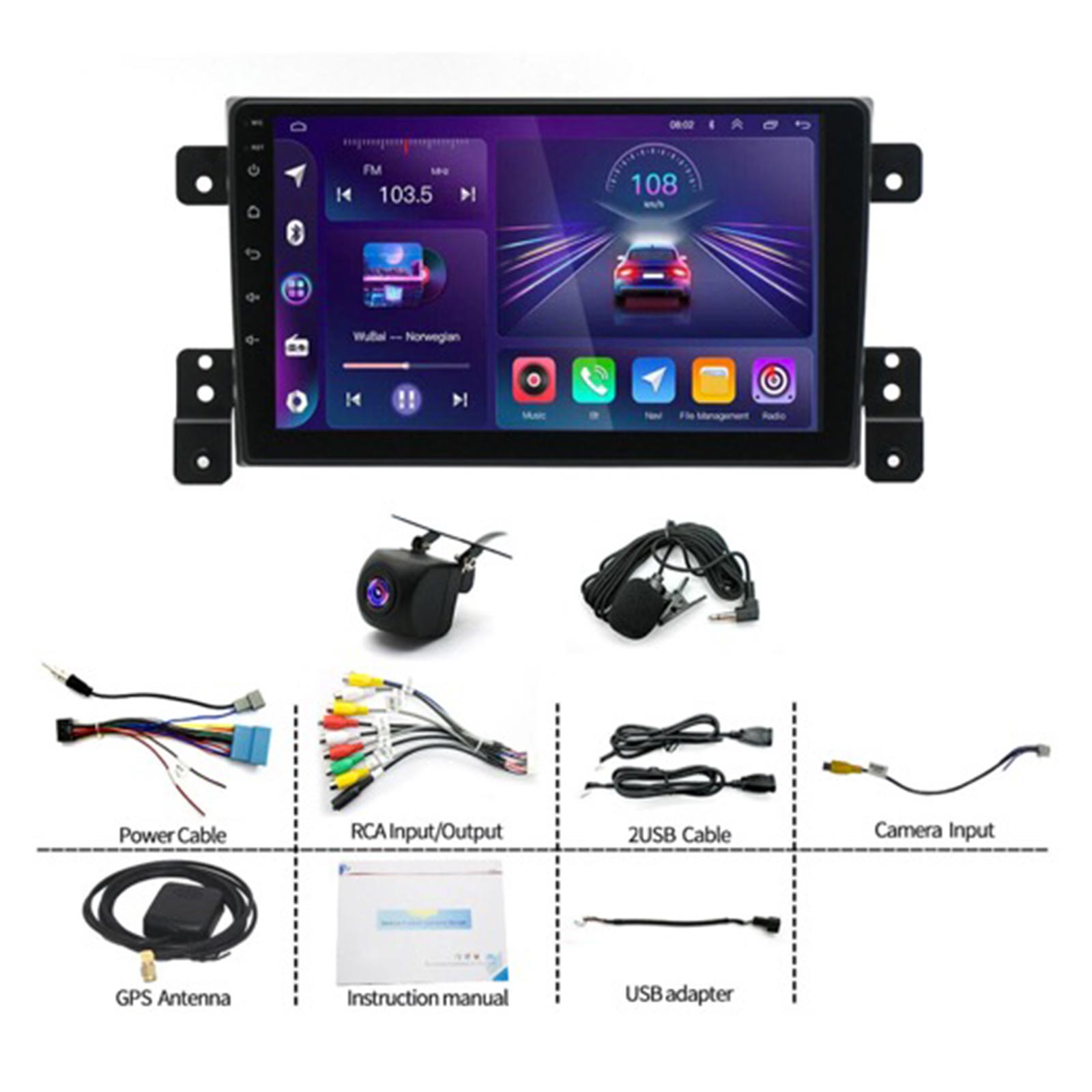 Head Unit Wireless CarPlay Android Auto Suitable for 05-15 Suzuki Grand Vitara-1