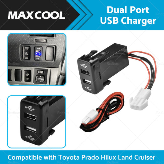 Dual USB Charger for Toyota Hilux/Prado/Land Cruiser 2005-2023