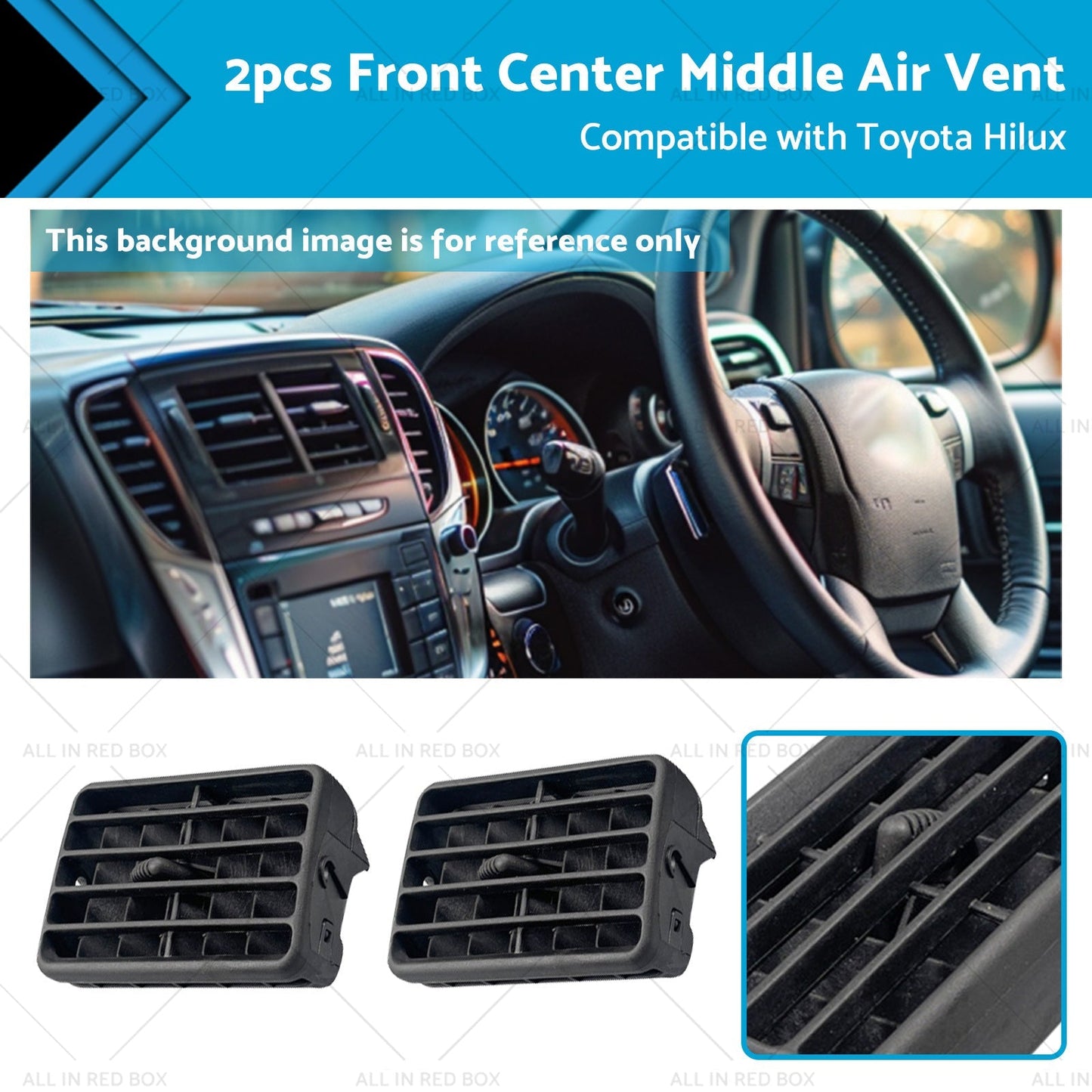 2pc Black Front Center Air Vent for Toyota Hilux LN145 1997-2004