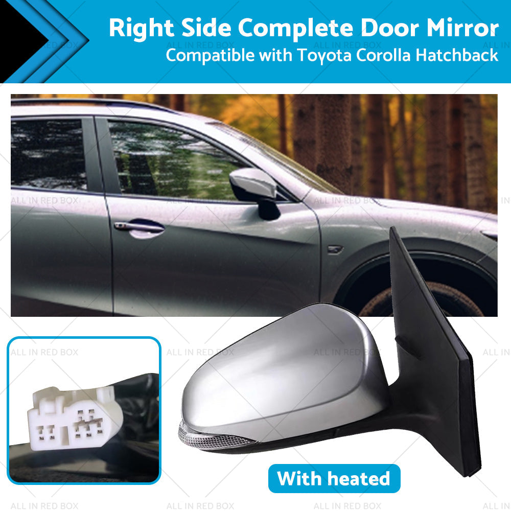 Right Heated Door Mirror for Toyota Corolla ZRE182 Hatch Silver 2012-2018