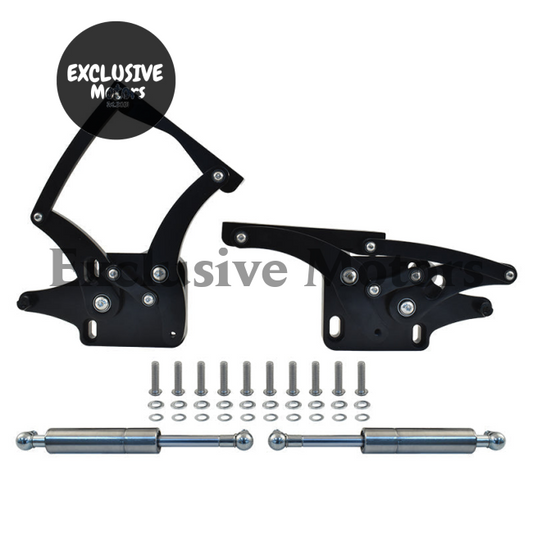 Black Billet Aluminium Bonnet Hinge Kit for Ford Mustang (1964-1966)