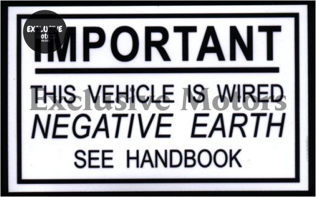Ford Escort MK1 "Negative Earth" sticker