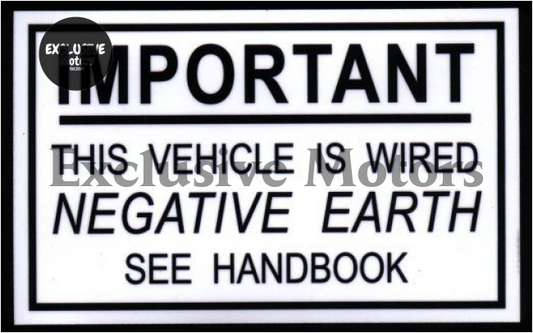 Ford Escort MK1 "Negative Earth" sticker