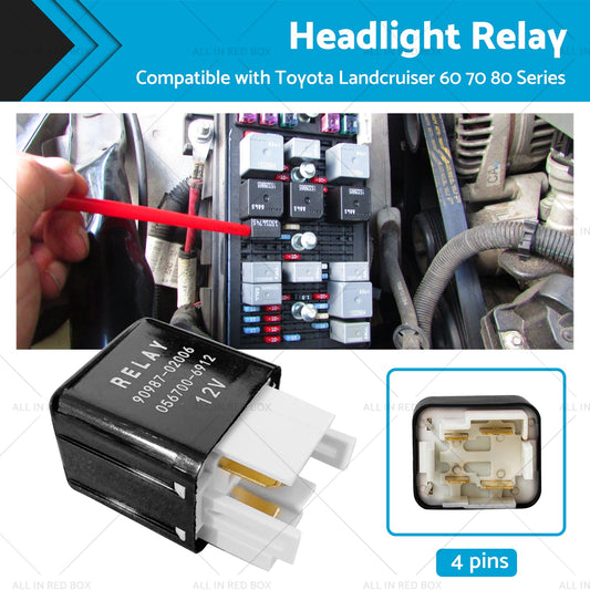 Headlight Relay 12V 4 Pins for Toyota Landcruiser 60 70 80 1980-1997