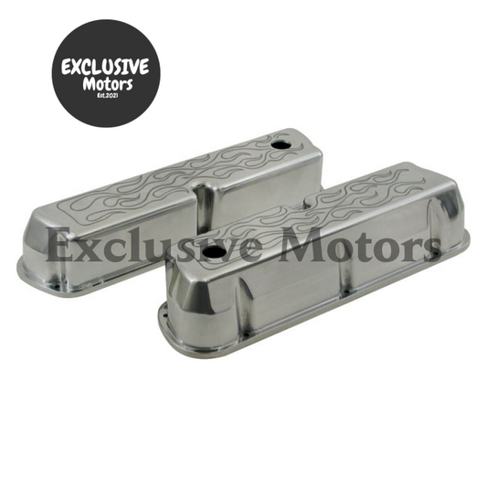 Tall Valve Covers 289/302/351W for Ford SB (1962-1996) Flame Design Aluminum