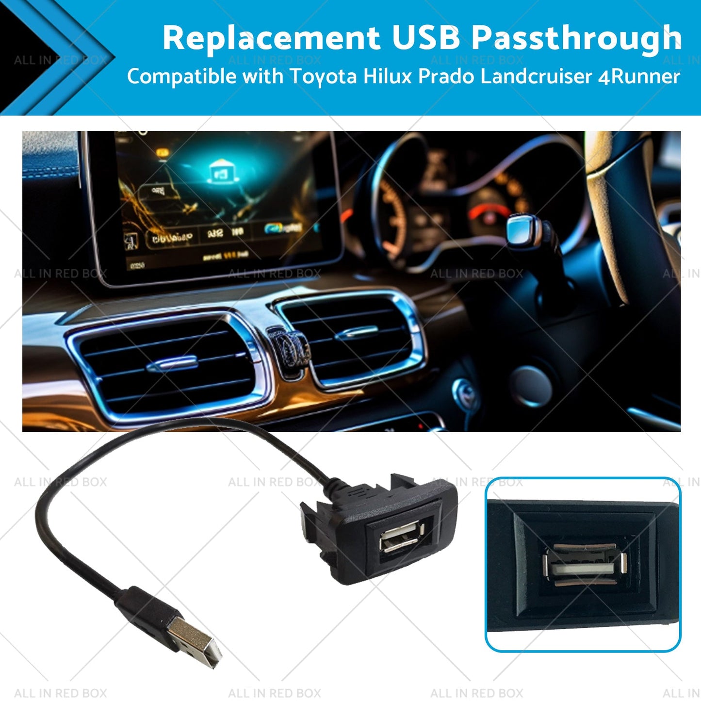 USB Passthrough Adapter for Toyota Hilux Prado Landcruiser 4Runner (2005-2023)
