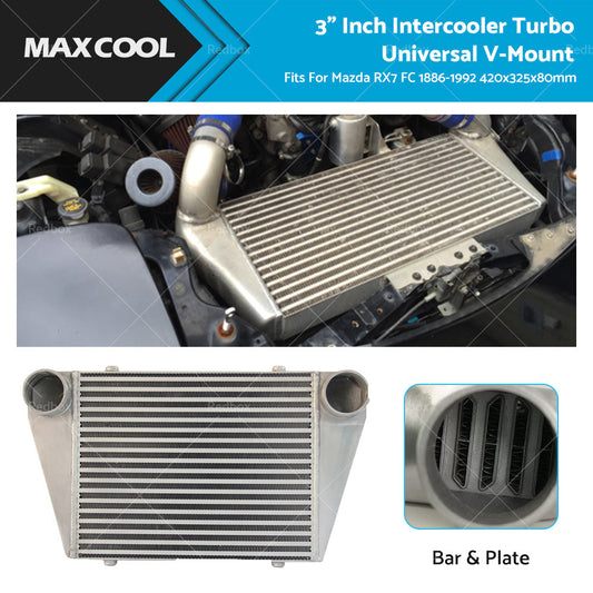 3" Intercooler V-Mount for Mazda RX7 FC 1986-1992 Turbo Universal 420x325x80mm