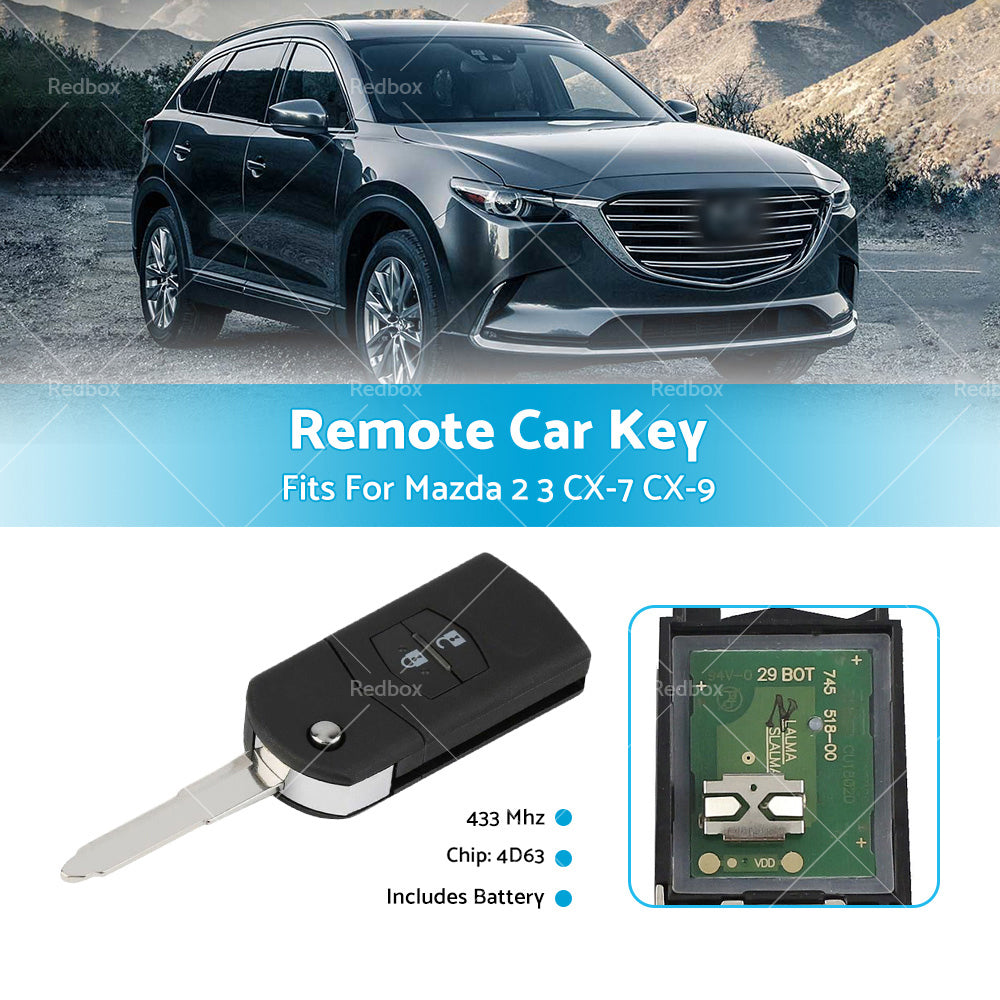 Remote Car Key 4D63 Chip 433 MHz for Mazda 2 3 CX-7 CX-9 2007-2015