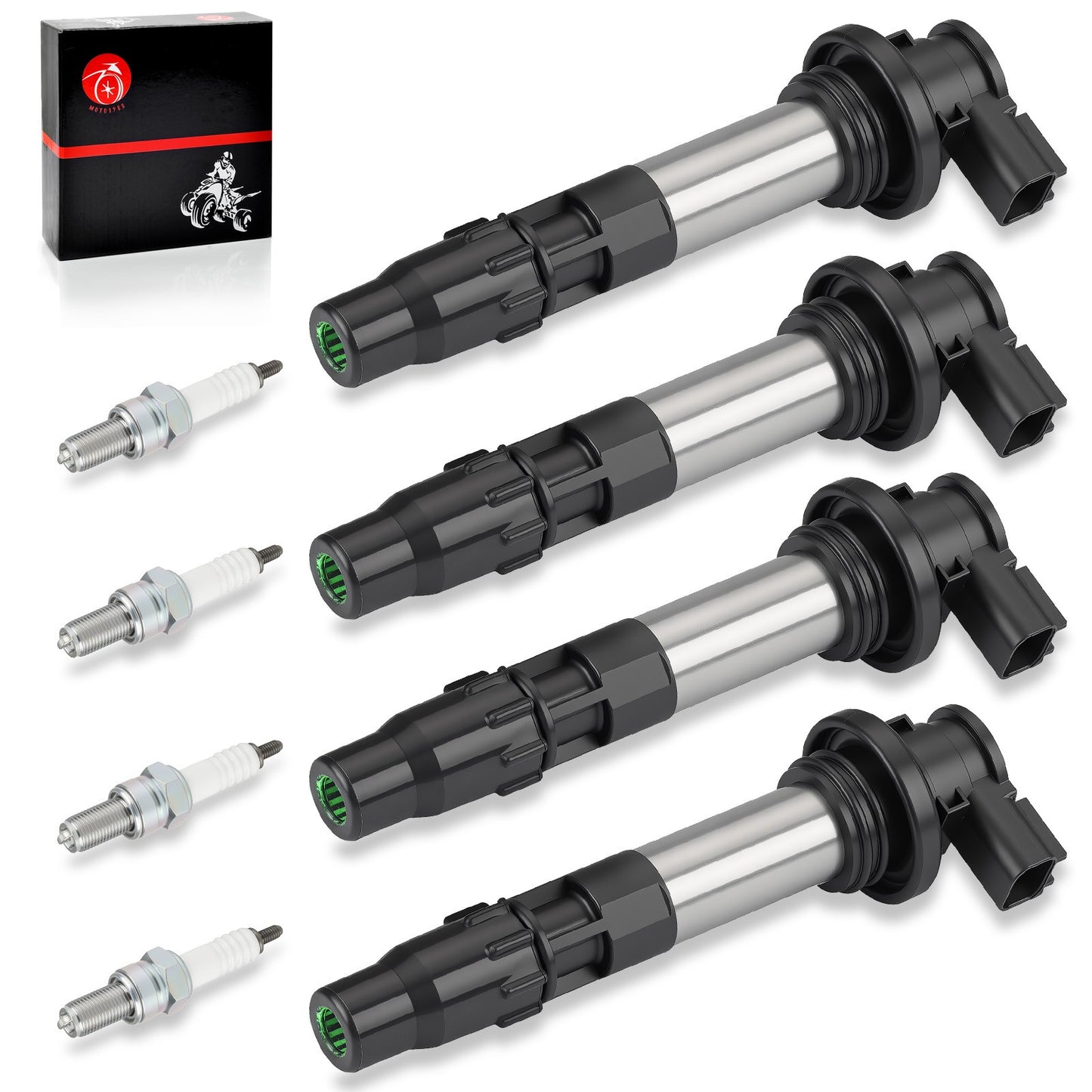 Set of 4 Ignition Coils & Iridium Spark Plugs for Suzuki GSX-R600 (2008–2023)