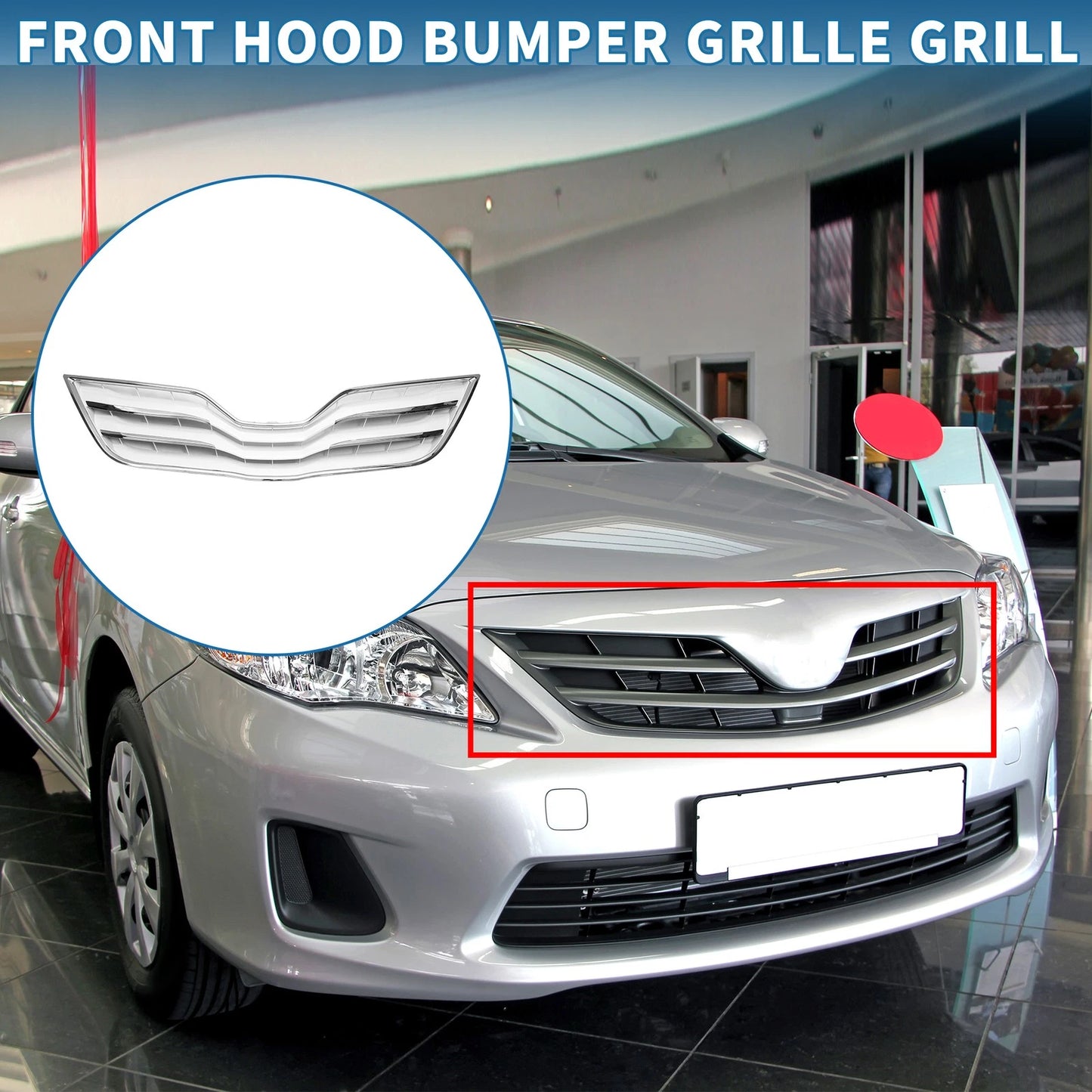 Front Hood Bumper Grille for Toyota Camry (2010) Chrome Silver Tone