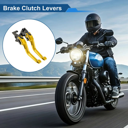 6-Speed Adjustable Brake Clutch Levers for Kawasaki Z400 (2019–2023) Gold Tone