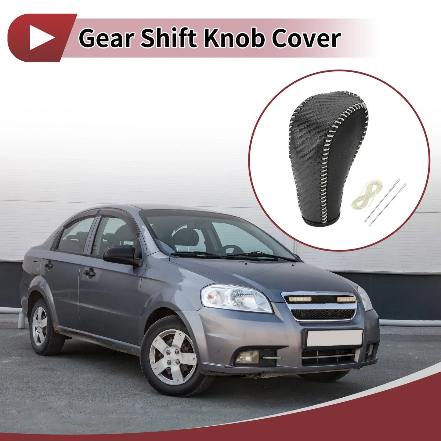 Black Carbon Fiber Gear Shift Knob Cover for Chevrolet Cruze (2011-2016)