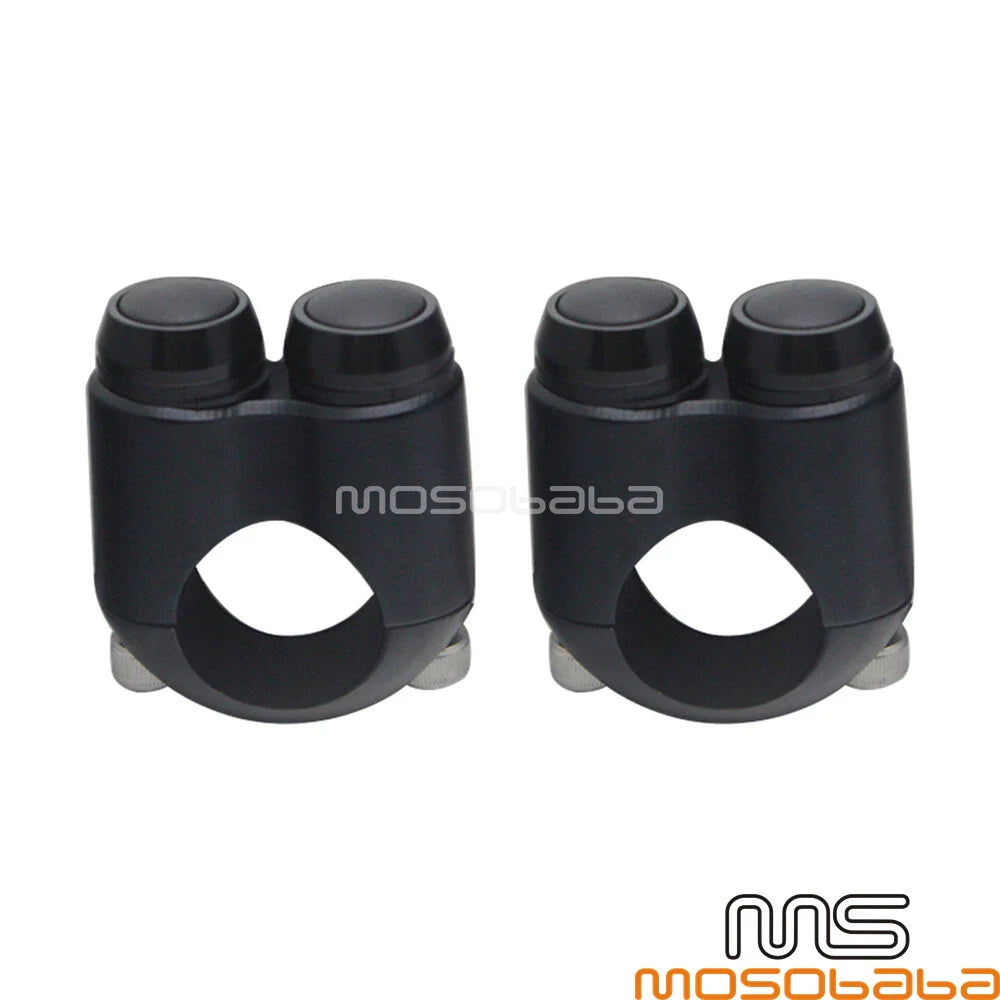 Black 1" Hand Control Dual Button Momentary Switch for Harley - 2x