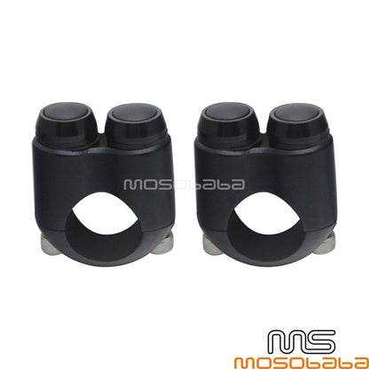 Black 1" Hand Control Dual Button Momentary Switch for Harley - 2x