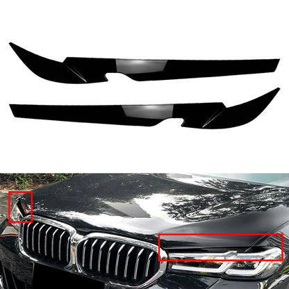 Glossy Black Headlight Eyebrow Covers for BMW 5 Series G30 G31 M5 F90 (21-23)