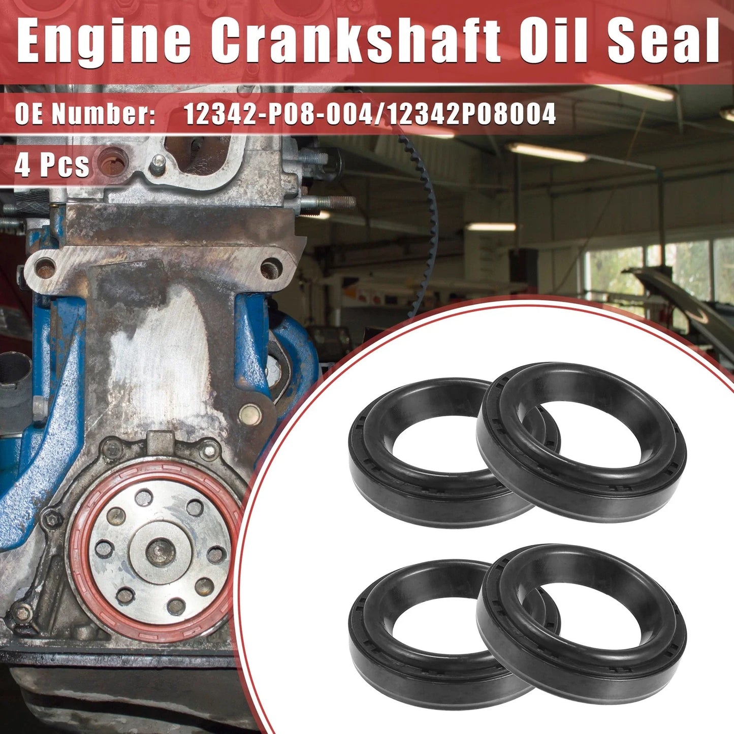4 x Engine Crankshaft Oil Seals for Honda Accord (1994-2008)