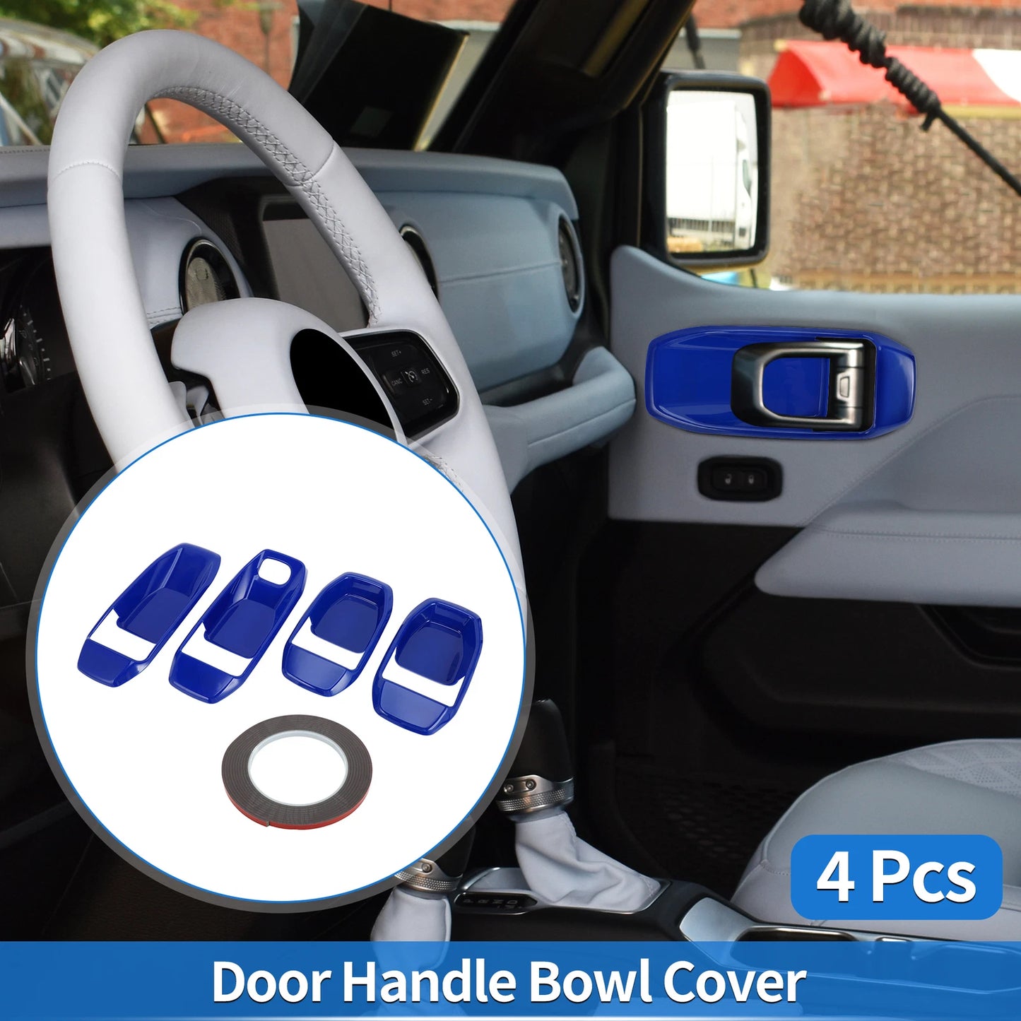 Set of 4 Door Bowl Cover Trim for Jeep Wrangler JL JLU (2018–2024) ABS Blue