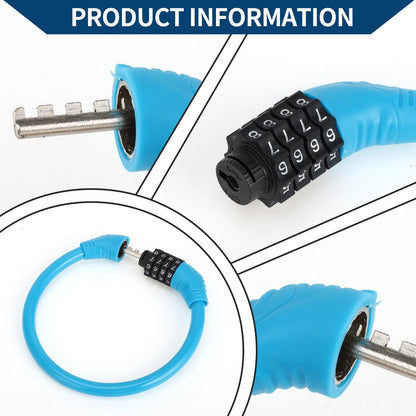 Bicycle Lock Ring Anti-Theft Resettable 4 Digit Mini Lock Blue