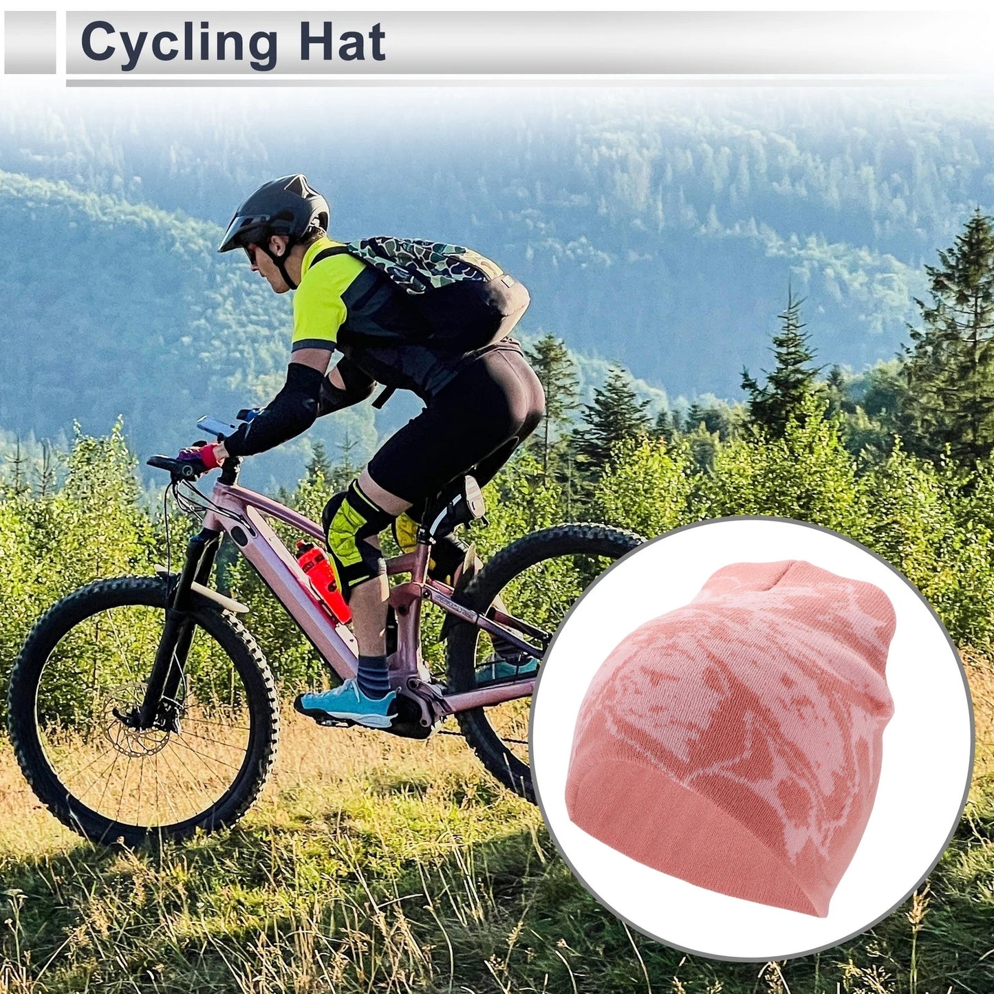 Cycling Hat for Universal Fit (1 Pc) - Warm Comfortable Light Pink Eye Pattern