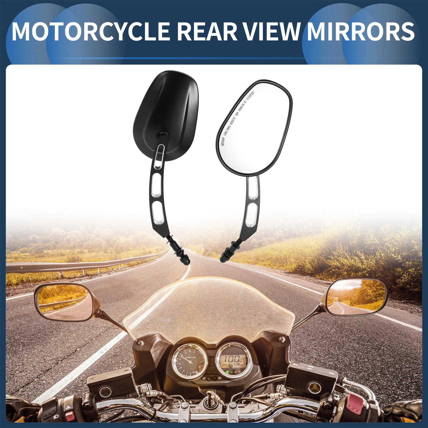 Set of 2 Rear View Mirrors for Harley Dyna, Road King, Softail, Sportster