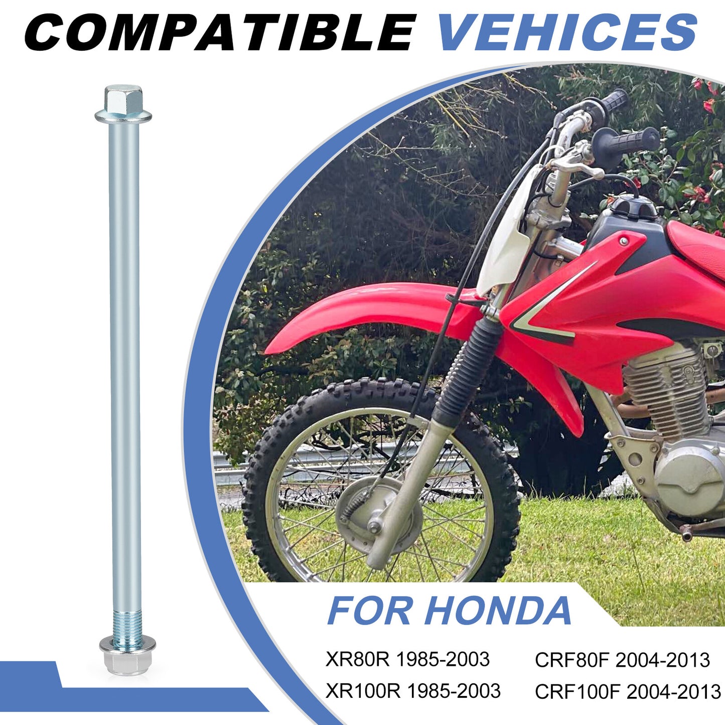 Rear Axle Bolt & Nut for Honda XR80R XR100R (1985–2003) / CRF80F CRF100F (2004–2013)