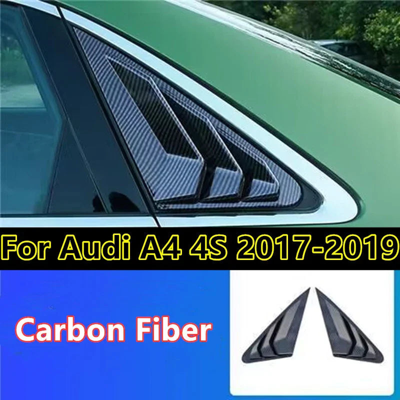 2 x Carbon Fiber Side Window Louver Cover Trim Decor for Audi A4 4S (2017–2019)