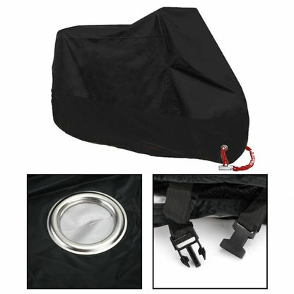 Black Motorcycle Tarpaulin Cover for L Motorcycle (UV, Waterproof)