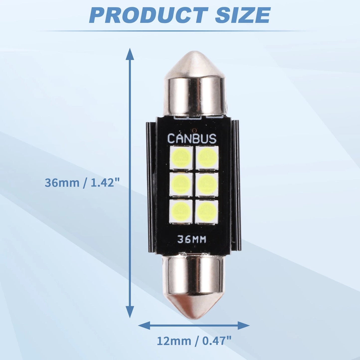 2X LED Dome Light Bulbs 3030 Chip 36mm White
