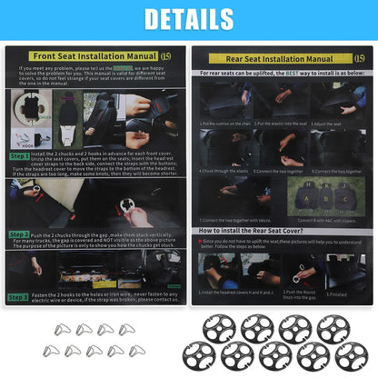 Car Rear Seat Covers Protectors for Dodge Ram Black Blue 3 x Pieces