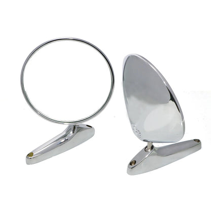 Set of 2 Round Stainless Fender Classic Door Mirrors