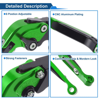Adjustable Brake Clutch Levers for Yamaha YZF R1 (2002–2023) - Green Head Black Handle