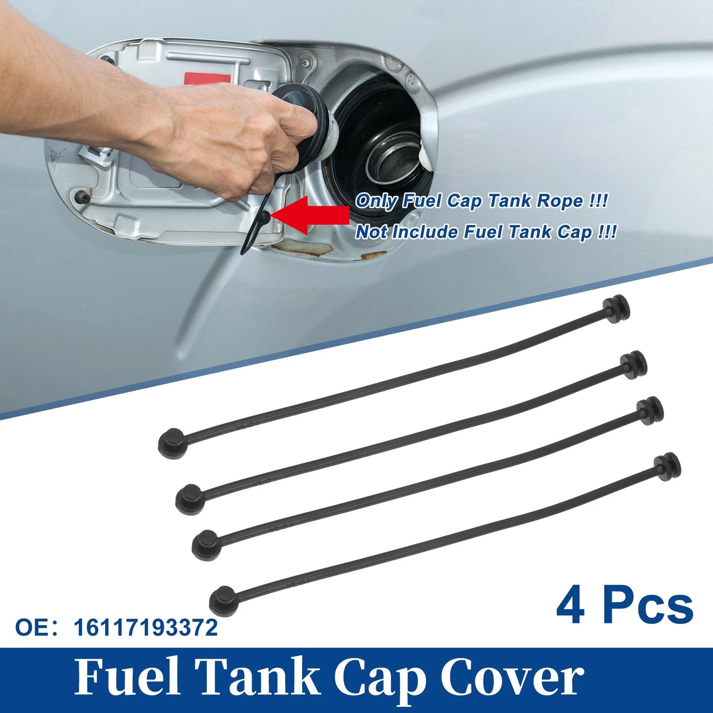 Set of 4 Fuel Tank Cap Tether Rope for BMW 740i (2011–2015) No. 16117193372