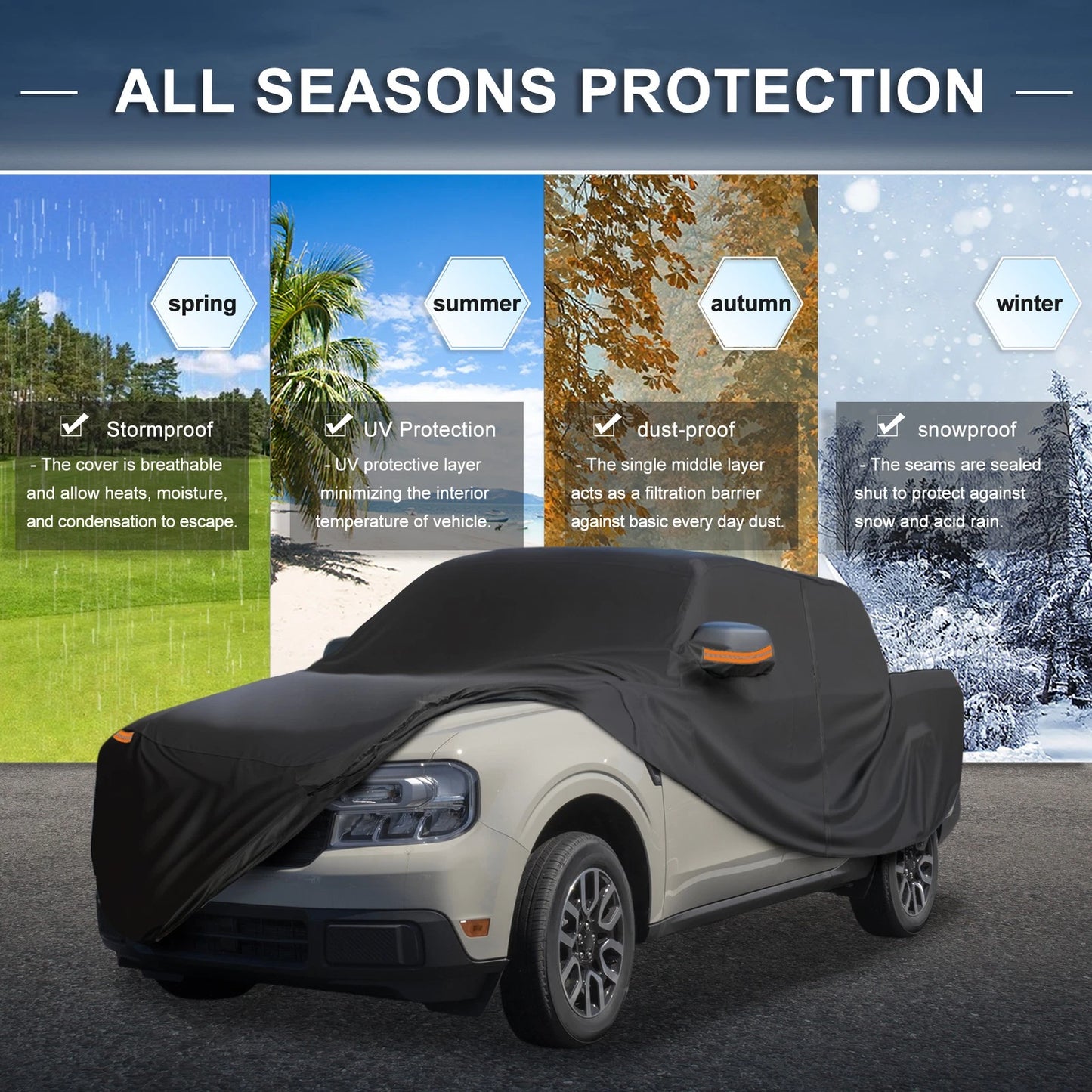 Waterproof Car Cover for Ford Maverick (2022–2023) with Driver Door Zipper