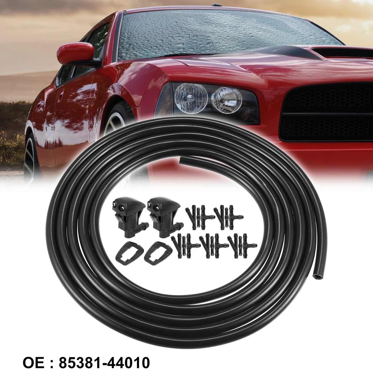 2X Windshield Washer Nozzle & 2.5m Hose Kit for Toyota Prius (2010–2015) 85381-44010