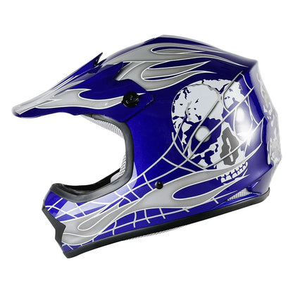 Youth ATV Helmet Goggles Gloves for Kids Motocross Dirt Bike Skull DOT US