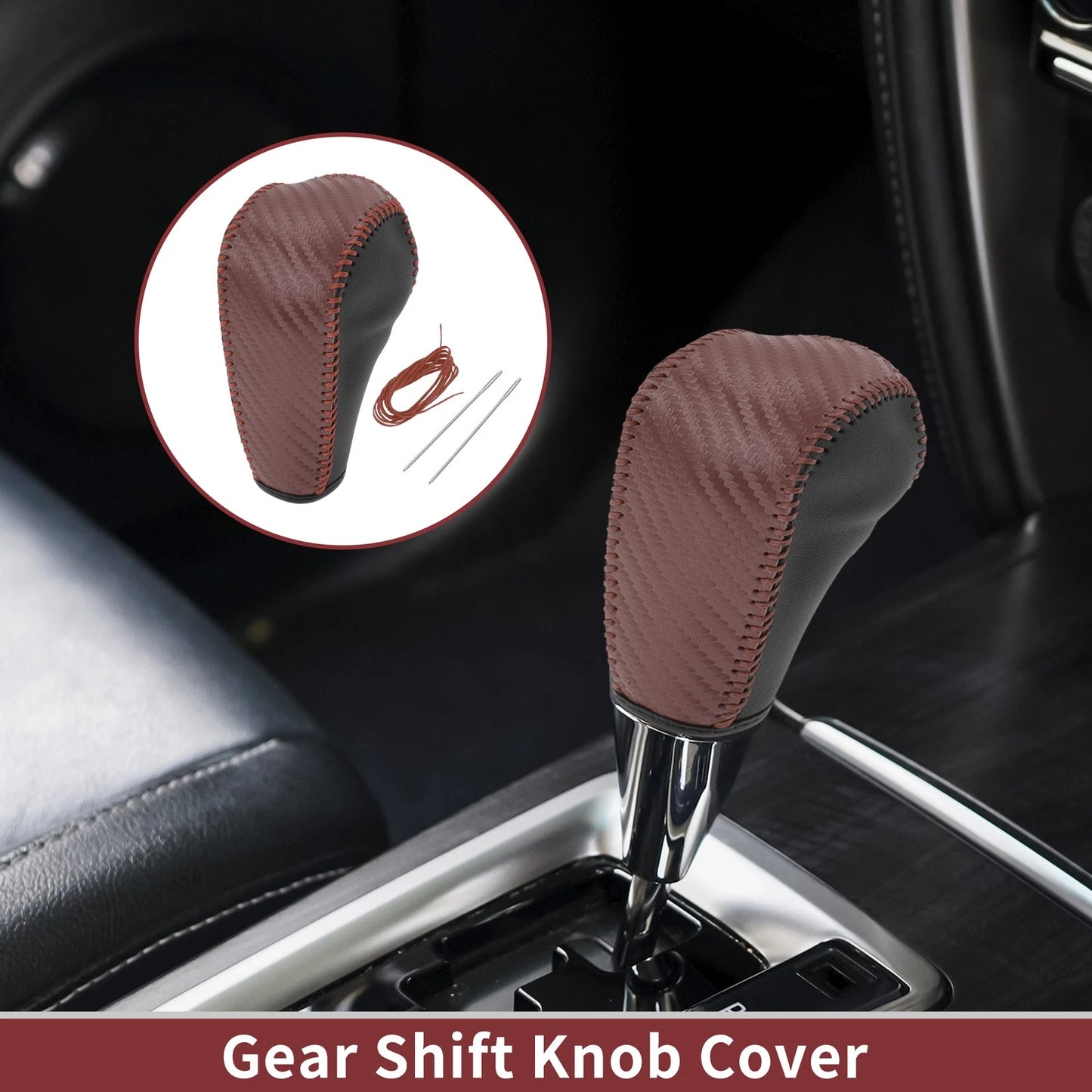 1 Pc Gear Shift Knob Cover for Ford Edge (2011–2014) Brown Faux Leather