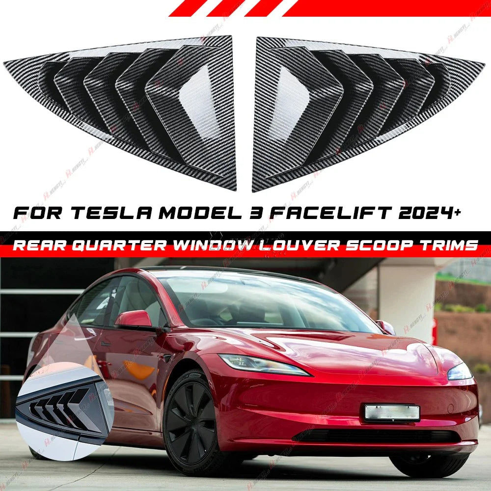 Air-intake Rear Side Window Louvers Cover Trims for Tesla Model 3