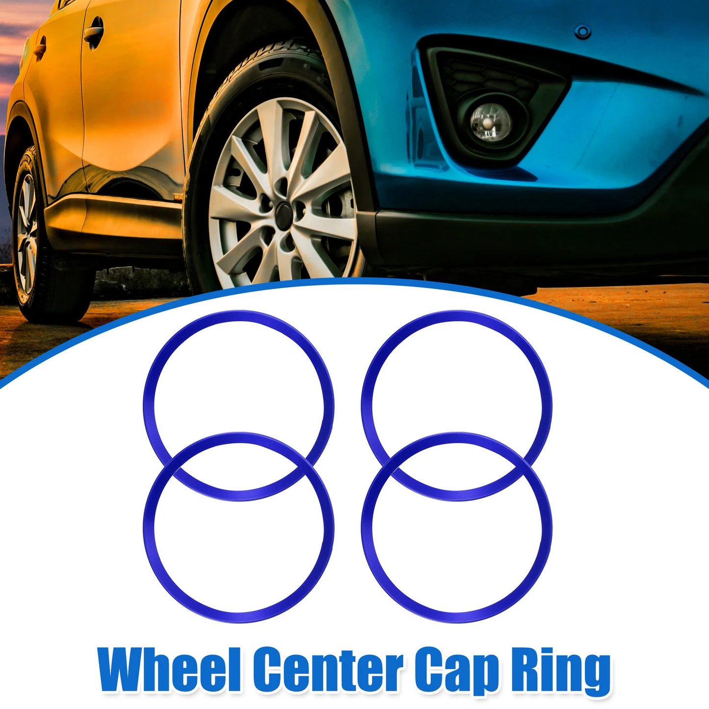 Set of 4 Wheel Rim Center Cap Hub Rings for Mazda 3 CX-30 (2019–2023) Blue