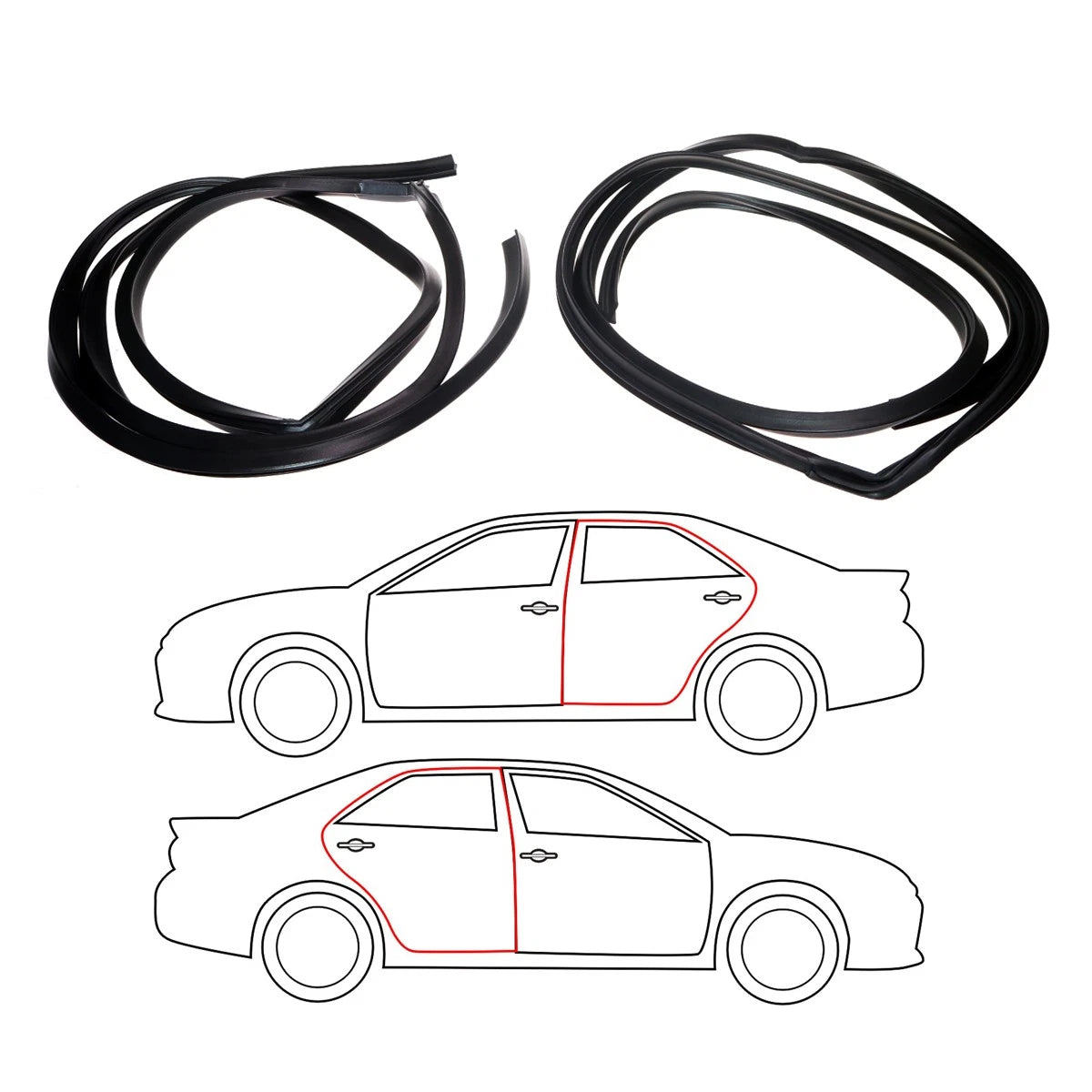 Rear Door Weatherstrip Pair for Toyota Corona Sedan (T40–T56)