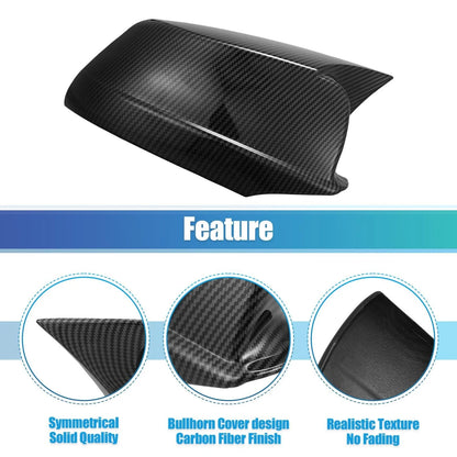 1 x Pair Door Wing Rearview Side Mirror Cover Cap Carbon Fiber Pattern for BMW