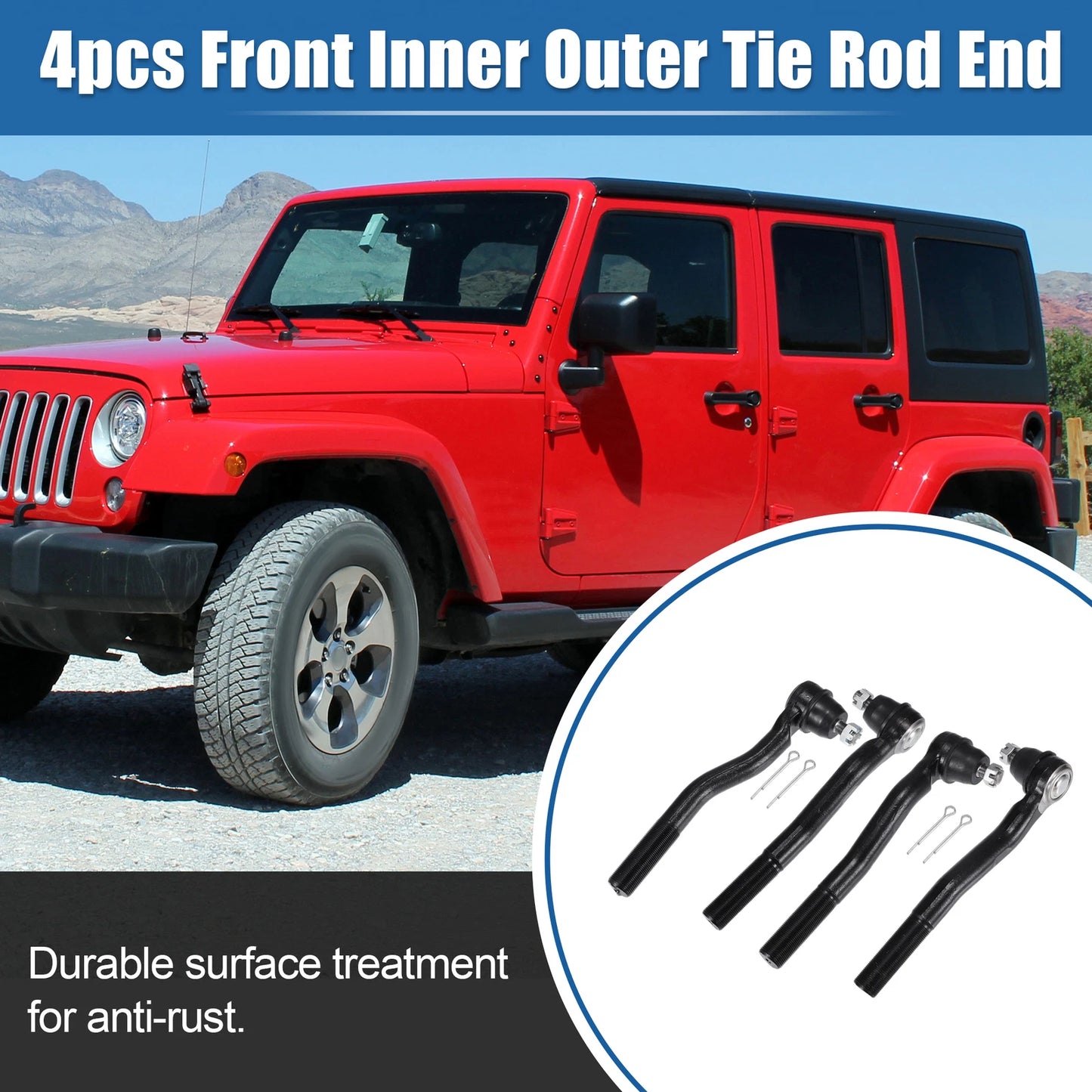 Set of 4 Tie Rod End Links for Jeep Grand Cherokee