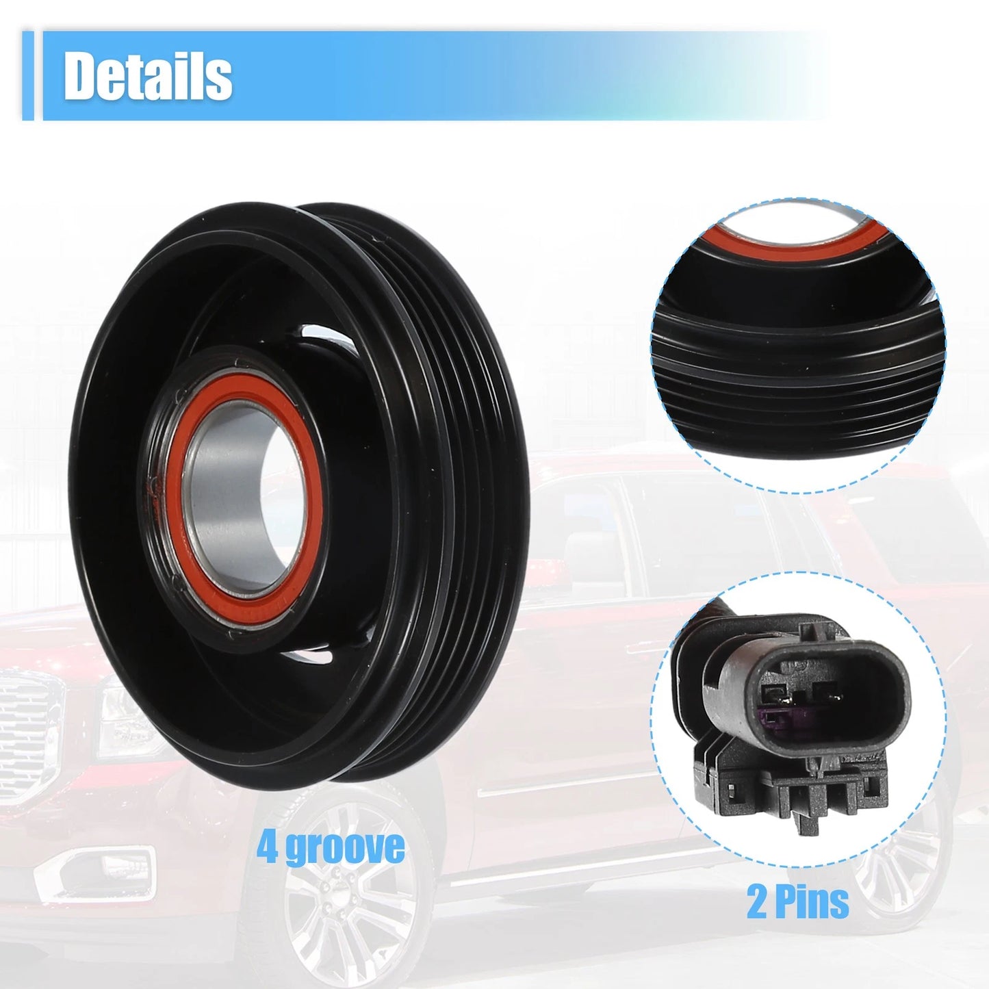 Set of 1 AC Compressor Clutch for GMC Yukon (2015–2020) 5.3 Black