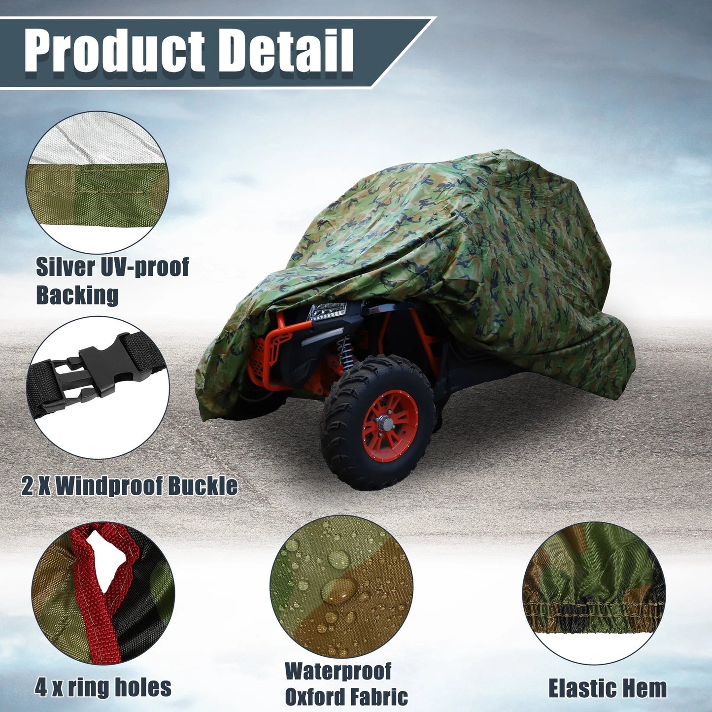 UTV Cover Waterproof for Polaris RZR 4-6 Seater (Camouflage)