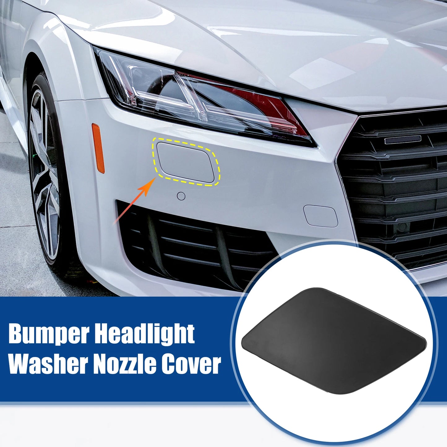 Front Left Headlight Washer Nozzle Cover for Audi A6 (2012–2018) Black