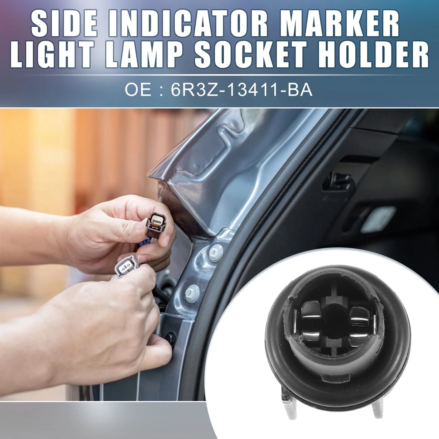 Side Indicator Light Socket Holder 6R3Z-13411-BA for Ford Mustang (2005–2021)