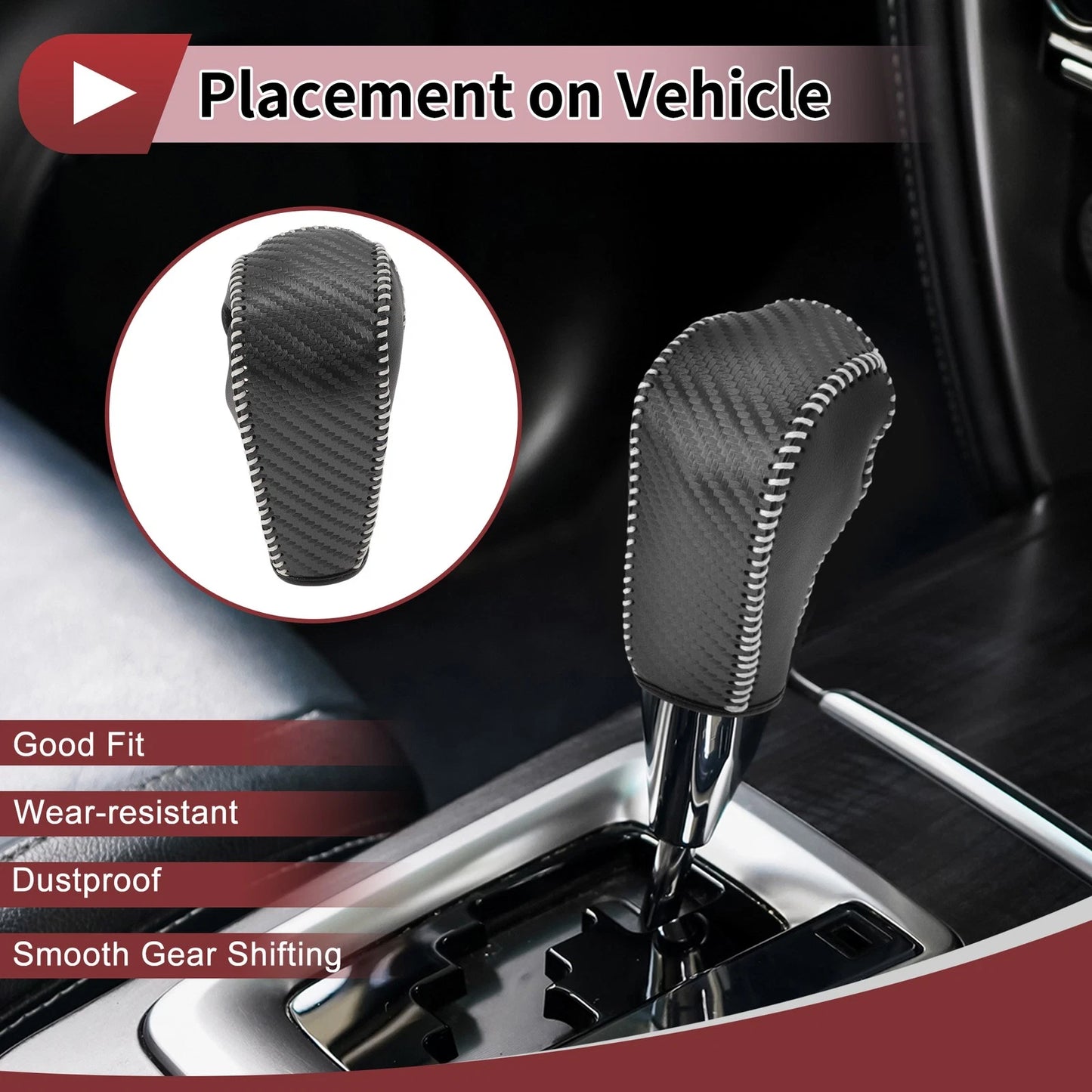 Gear Shift Knob Cover for Ford Edge (2011–2014) Beige Faux Leather