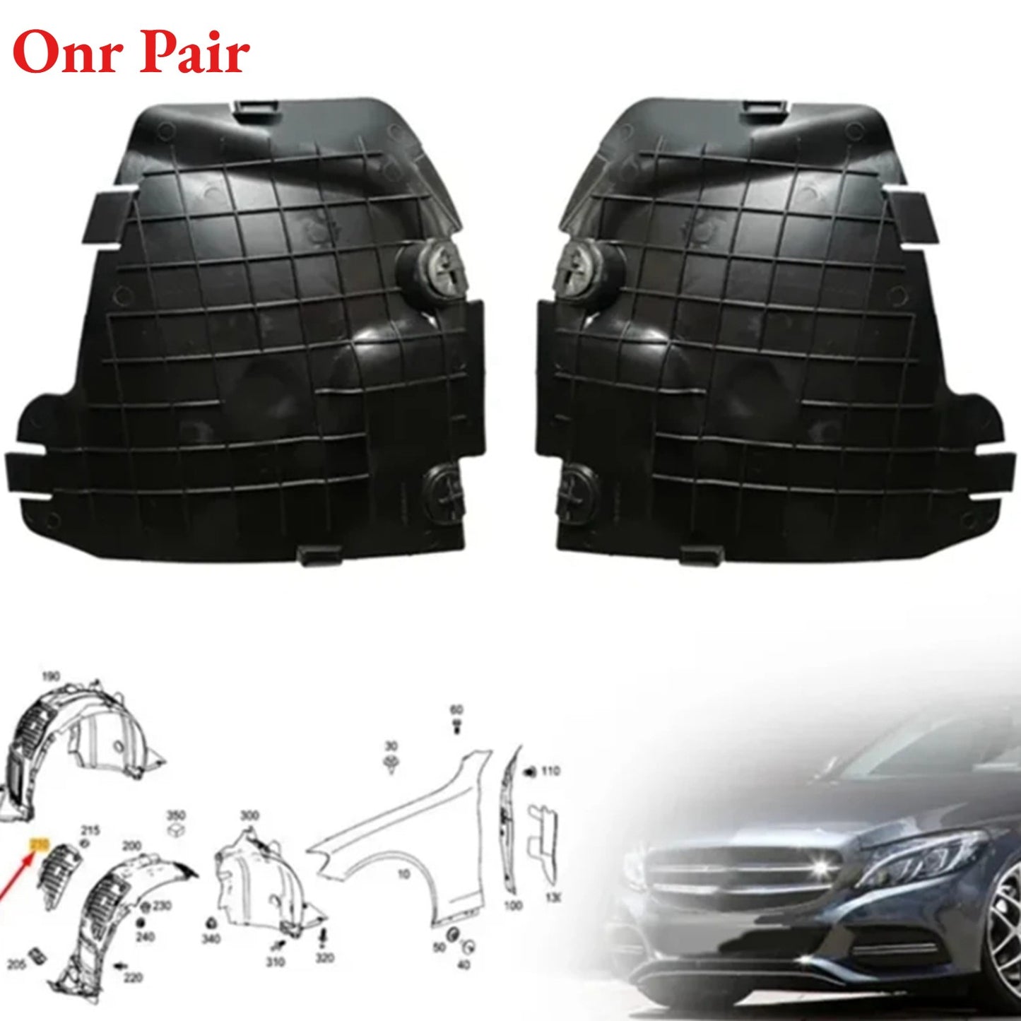 Front Fender Liner Cover for Mercedes C-Class (2015–2021)