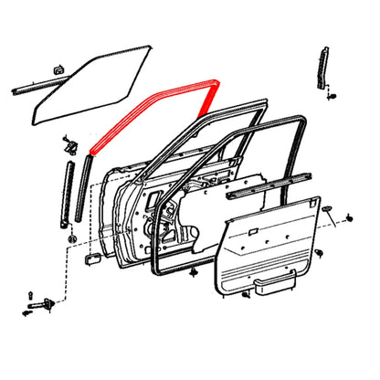 Rear Door Glass Run Channel for Toyota Land Cruiser BJ60 BJ61 FJ60 FJ62 HJ61 (1980–1990)
